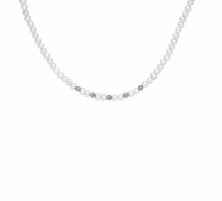 Mehrere Stückanzahl von Elegante Süßwasserkette mit 925 Sterling Silberelementen – Bild 1