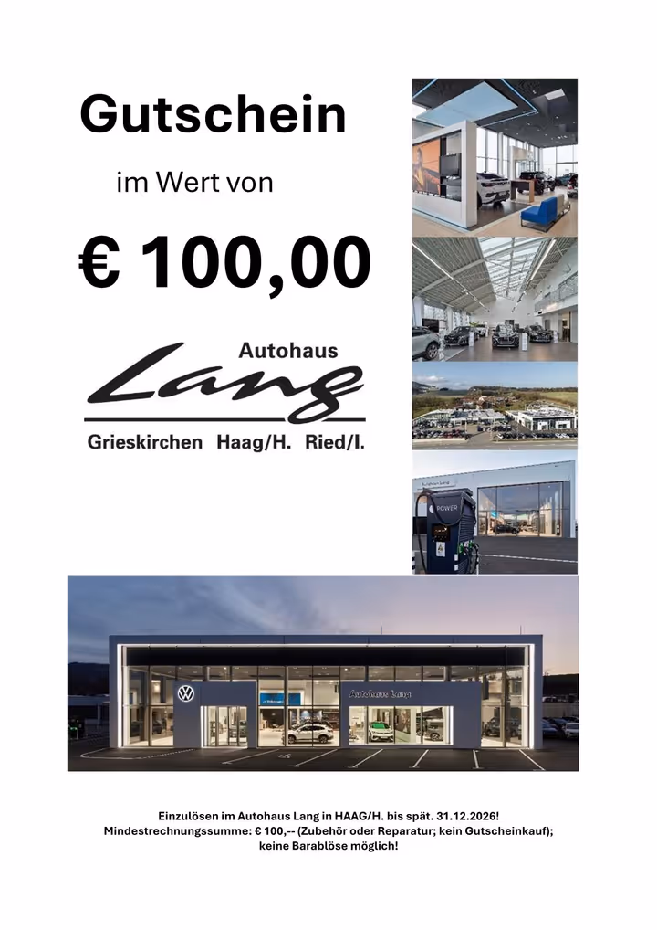 Mehrere Stückanzahl von 100€ Gutschein - Autohaus Lang – Bild 1